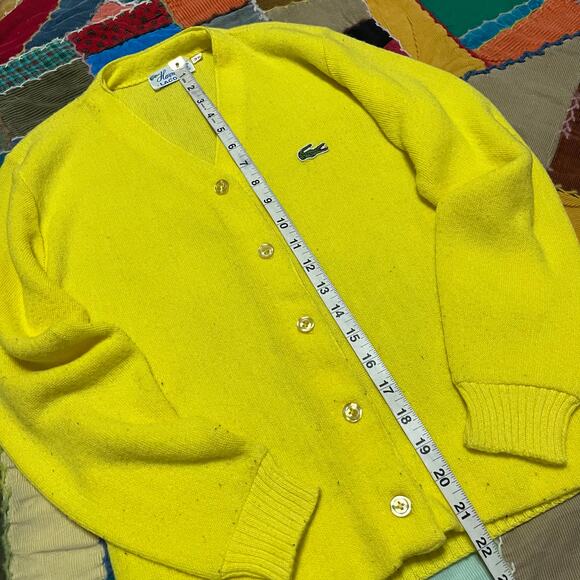 Vintage Lacoste Yellow Cardigan Sweater Small - Picture 4 of 6